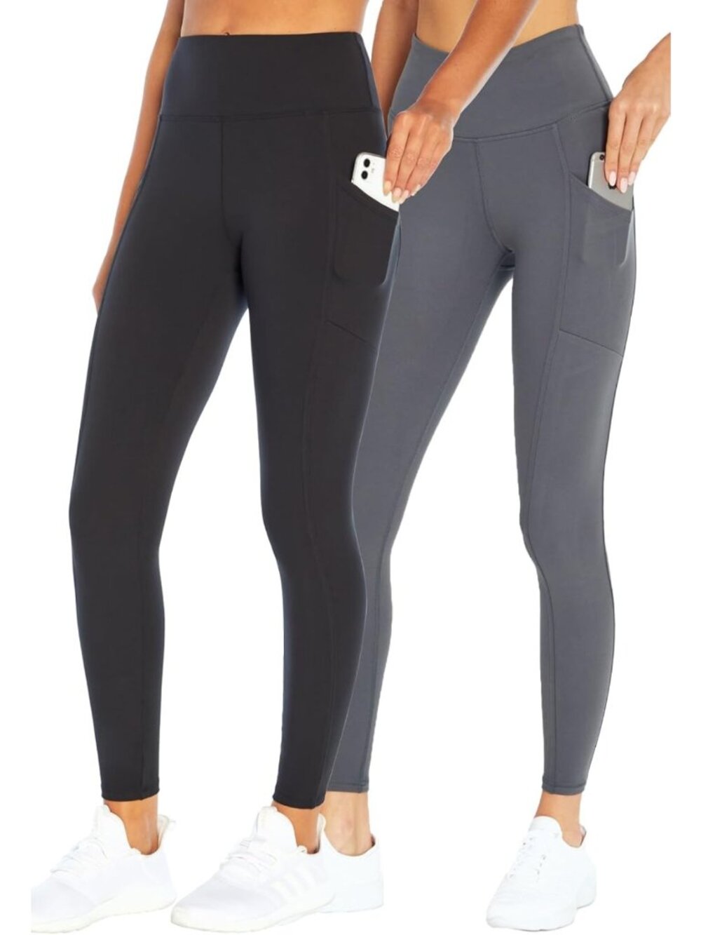 High Rise Tummy Control Leggings 2-Pack, Black & Turbulence, Plus Size X-Large